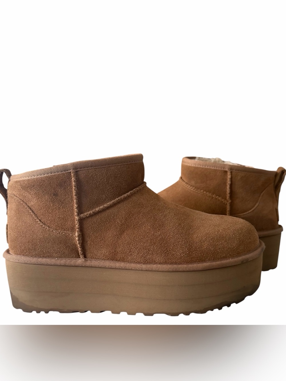UGG CLASSIC ULTRA MINI SUEDE BOOT CHESTNUT BROWN US9 preowned